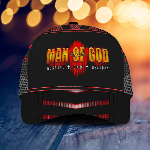 Man Of God Gift For Husband Dad Grandpa Printing Baseball Cap Hat