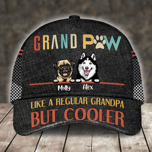 Personalized Custom Name Dogs Grand Paw Like A Regular Grandpa But Cooler Printing Baseball Cap Hat
