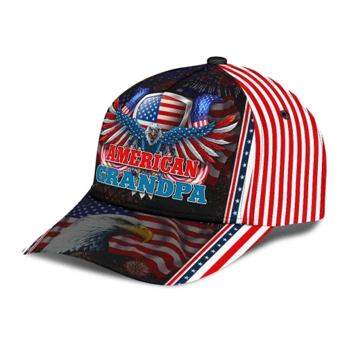 Cool Grandpa Eagle Flag Design Printing Baseball Cap Hat