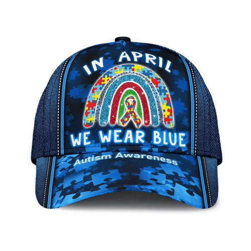 In April We Wear Blue Autism Printing Baseball Cap Hat