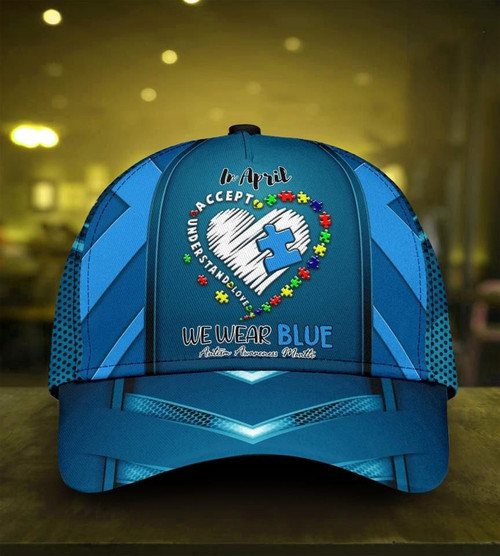 Attractive Autism In April We Wear Blue Autism Printing Baseball Cap Hat