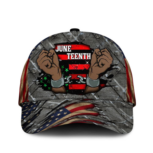 Awesome Juneteenth Celebrate Freedom Hand Crack Printing Baseball Cap Hat