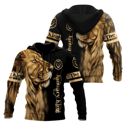 January King Face Lion Pattern On Black 3d Hoodie