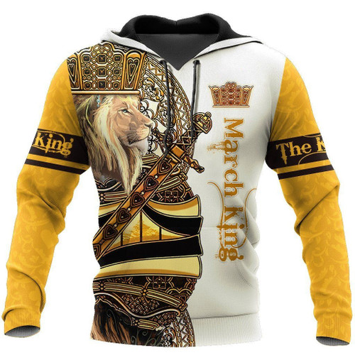 March King Lion Wear Crown Yellow 3d Hoodie