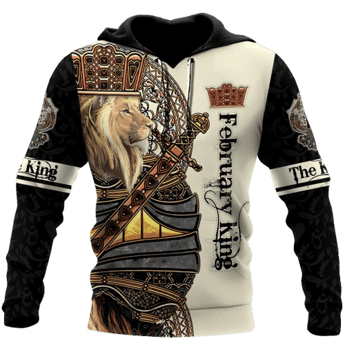 February King Lion With Crown 3d Hoodie In Black