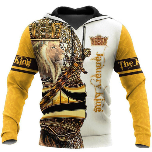 January King Lion Themed 3d Hoodie In Yellow