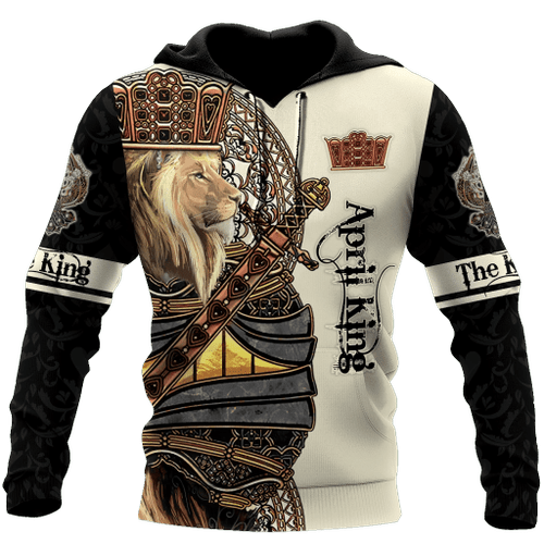 April Black King Lion With Crown 3d Hoodie