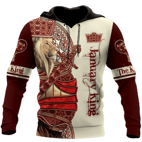 January King Lion With Crown And Sword Red 3d Hoodie