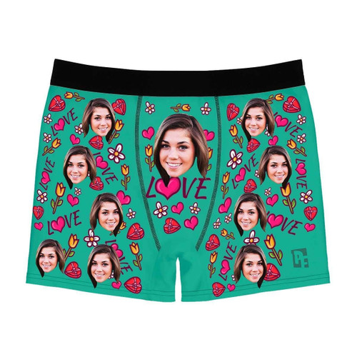 Hearts And Flowers Background Design Custom Photo Men's Boxer Brief