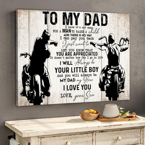 To My Dad From Son Biker Dad Motorcycles Lover Matte Canvas
