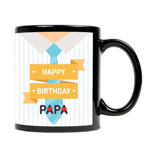 Happy Birthday Papa With Tie Black Mug