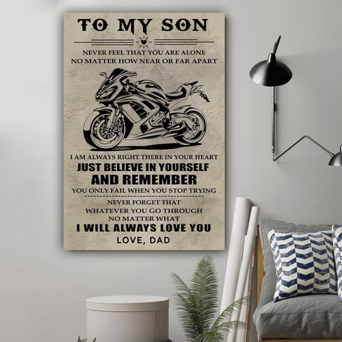 To My Son Just Believe In Yourself And Remember Biker Vertical Poster