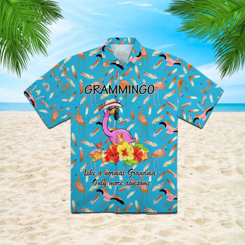 Grammingo Pink Flamingo Grandma Beach Summer 3D Hawaiian Shirt