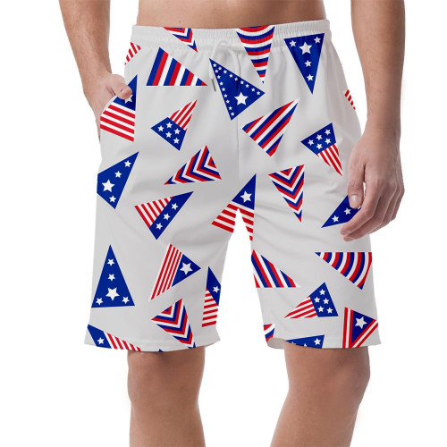 Triangle Flags With Stripes And Stars Independence Day Theme Can Be Custom Photo 3D Men's Shorts