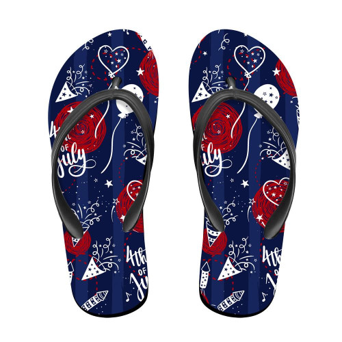 4th of July Celebrations Hand Drawn Elements Flip Flops For Men And Women