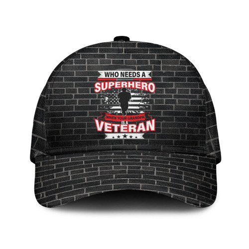 Who Needs A Superhero When Your Grandpa Printed Baseball Cap Hat