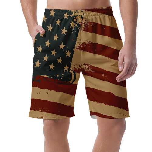 Vintage American Flag Fourth Of July Proud And Free Stripes Men's Shorts