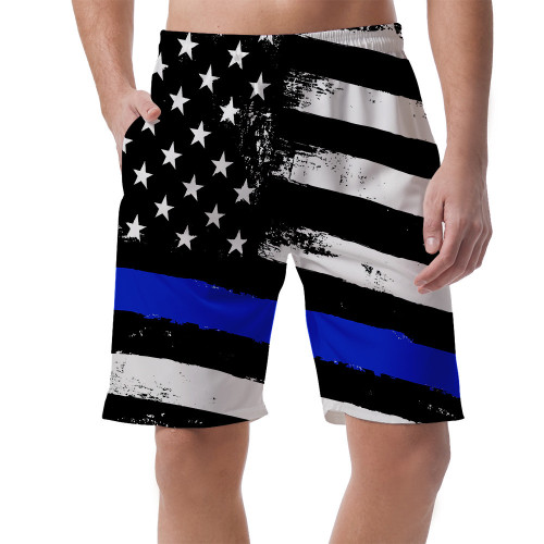 American Flag Fourth Of July Proud And Free Blue Stripe Men's Shorts