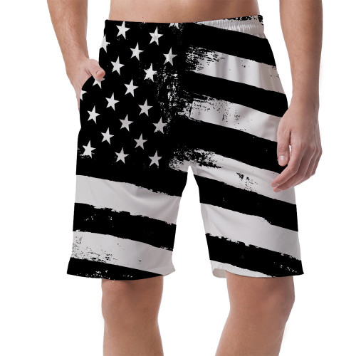 American Flag Fourth Of July Proud And Free Black And White Men's Shorts