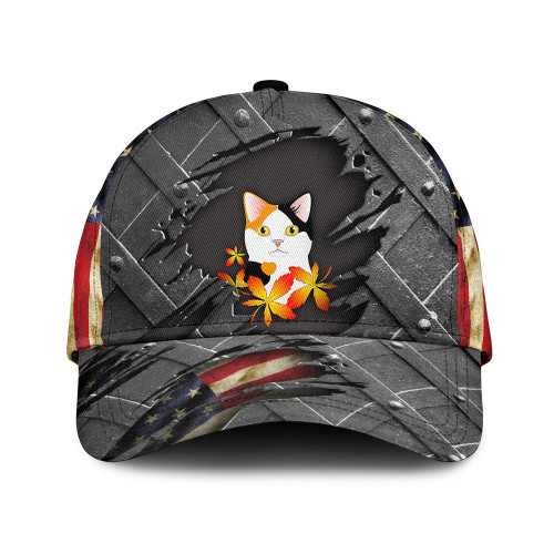 Mi Ke Neko To Momiji Cat Flag Seamless Pattern Grey Theme Baseball Cap Hat