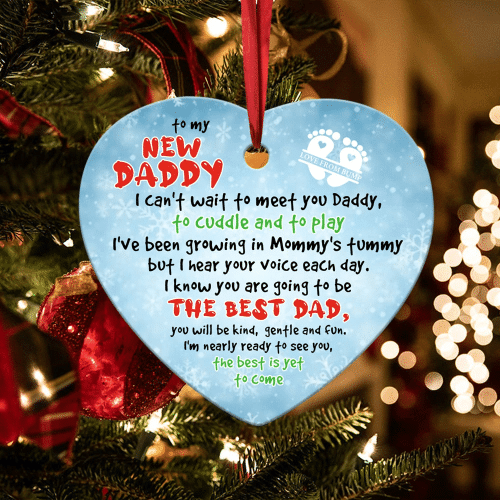 Christmas Gift For Mommy To Be The Best Daddy Ceramic Heart Ornament Christmas Tree Ornaments Decorations