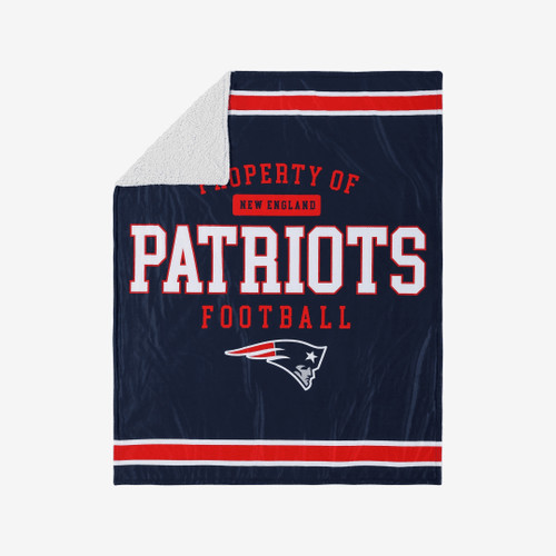 New England Patriots Team Property Sherpa Plush Throw Blanket