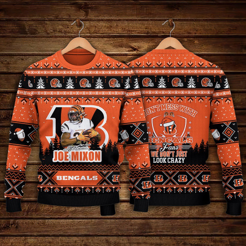 Joe Mixon Cincinnati Bengals Do Not Mess With Bengals Fan NFL Print Christmas Sweater