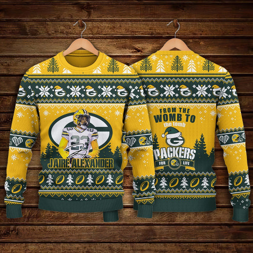 Jaire Alexander Green Bay Packers Packers For Life NFL Print Christmas Sweater