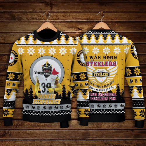 Minkah Fitzpatrick Pittsburgh Steelers Always And Forever A Steelers Fan NFL Print Christmas Sweater
