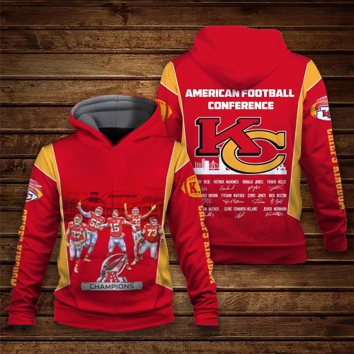 Kansas City Chiefs American Football Conference NFL Print 3D Hoodie
