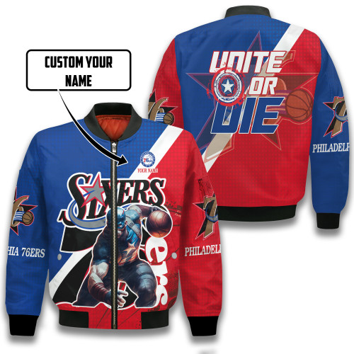 Captain Art Philadelphia 76ers Pattern Personalized Name 3D Bomber Jacket Gift For Fan