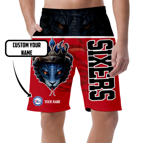Snake Art Philadelphia 76ers Custom Name Printed All Over Men's Shorts