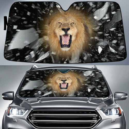 Lion Roar Broken Glass Car Sun Shades Cover