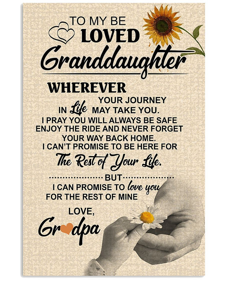 Sunflower Love Message Of Grandpa To Loved Granddaughter Vertical Poster