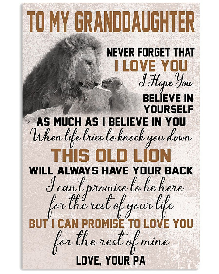Lions Love Message Of Pa To Granddaughter For Family Vertical Poster