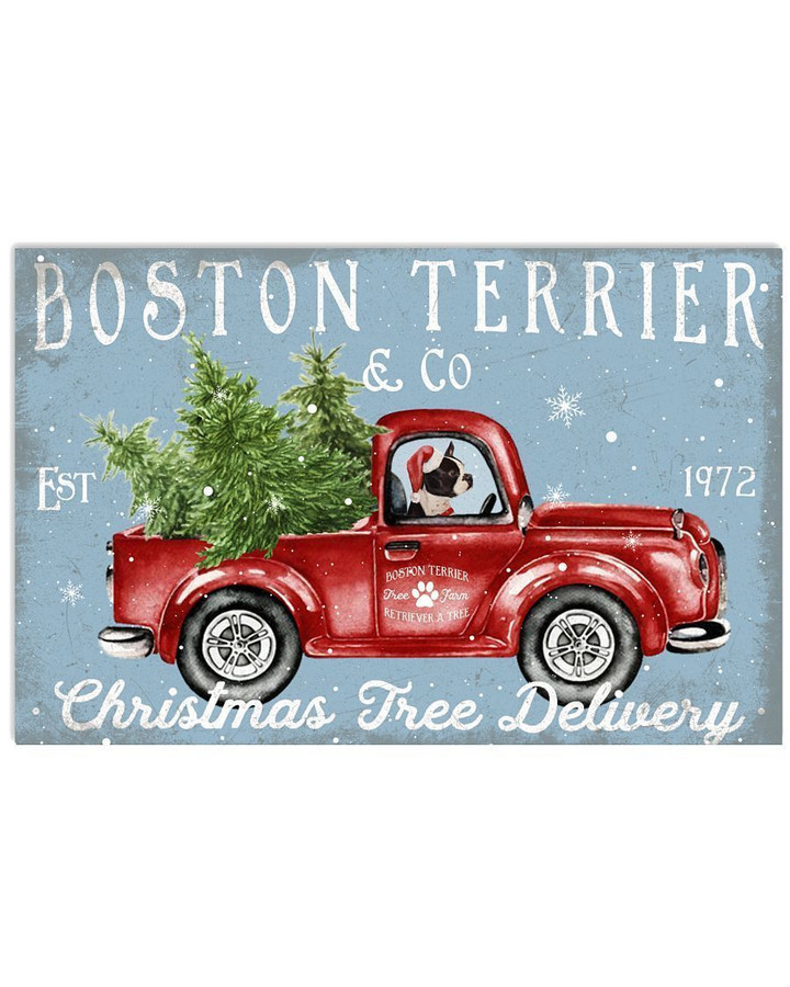 Bostie On Red Christmas Truck Christmas Gift Horizontal Poster