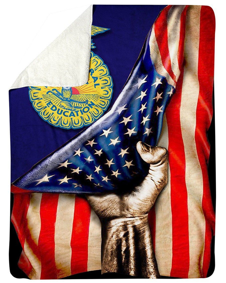 Ffa Famer Agricultural Education American Flag Sherpa Fleece Blanket