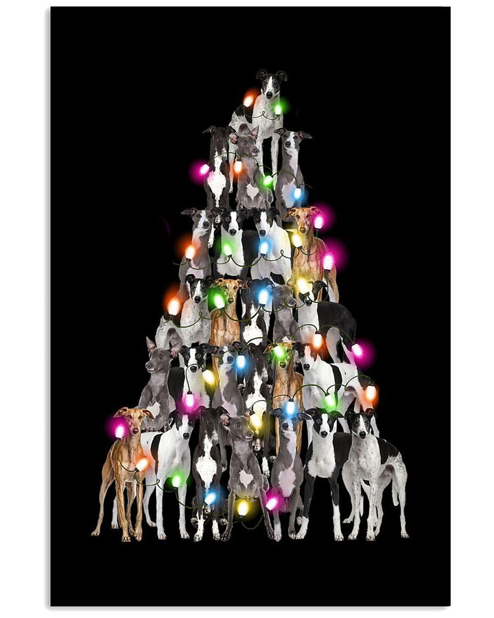 Greyhound Paws Christmas Tree Lights Xmas Gift Vertical Poster
