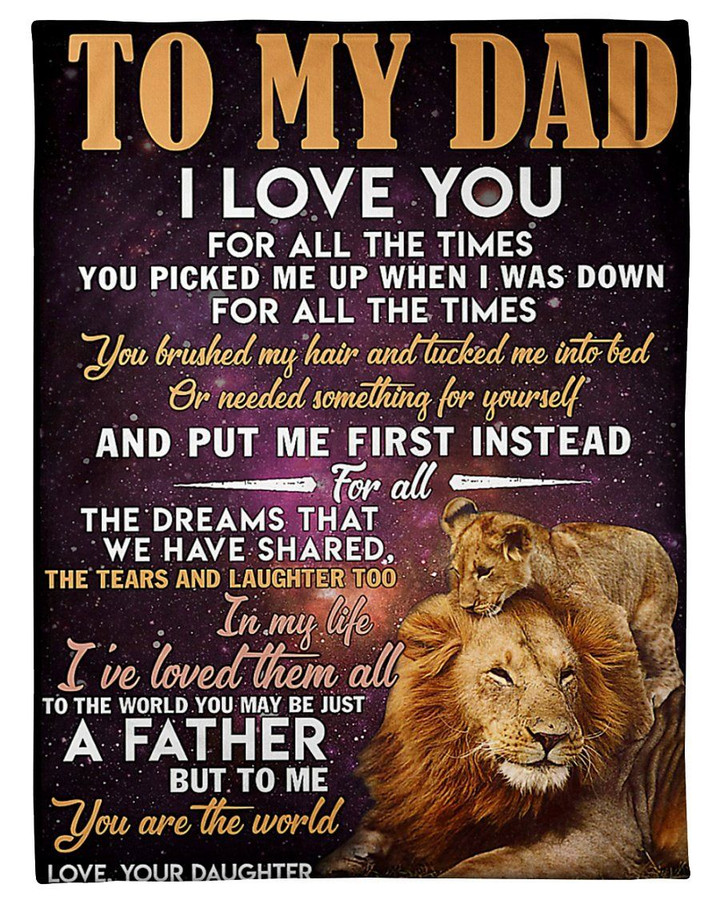 Lion King To My Dad Love Your Daughter Father's Day Gift Sherpa Fleece Blanket