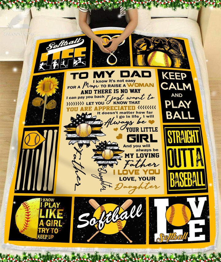 It's Not Easy For A Man To Raise A Woman Daughter Message Gift For Dad Sherpa Fleece Blanket