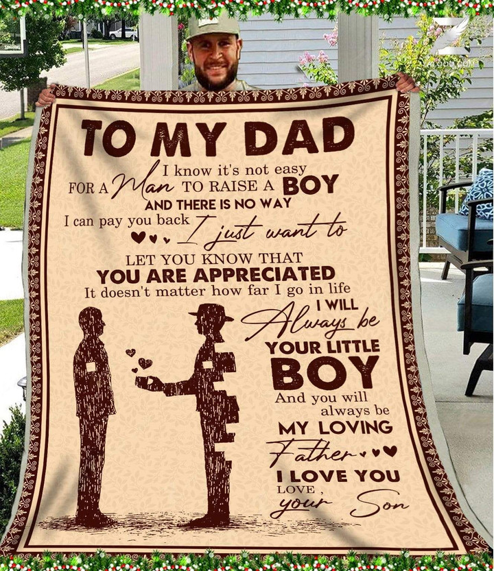 It's Not Easy For A Man To Raise A Boy Son Gift For Dad Father's Day Gift Sherpa Fleece Blanket