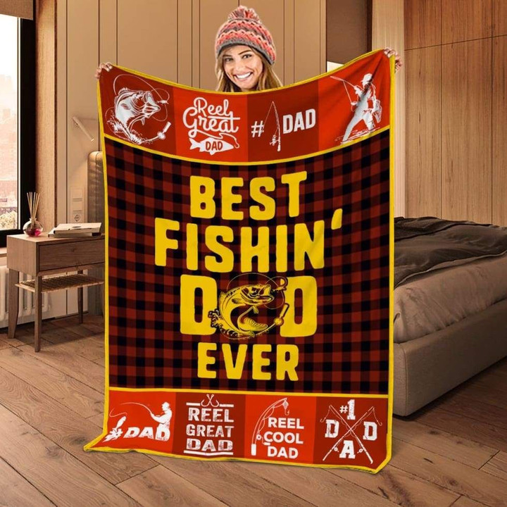 Best Fishing Dad Ever Father's Day Gift For Dad Blanket Sherpa Fleece Blanket