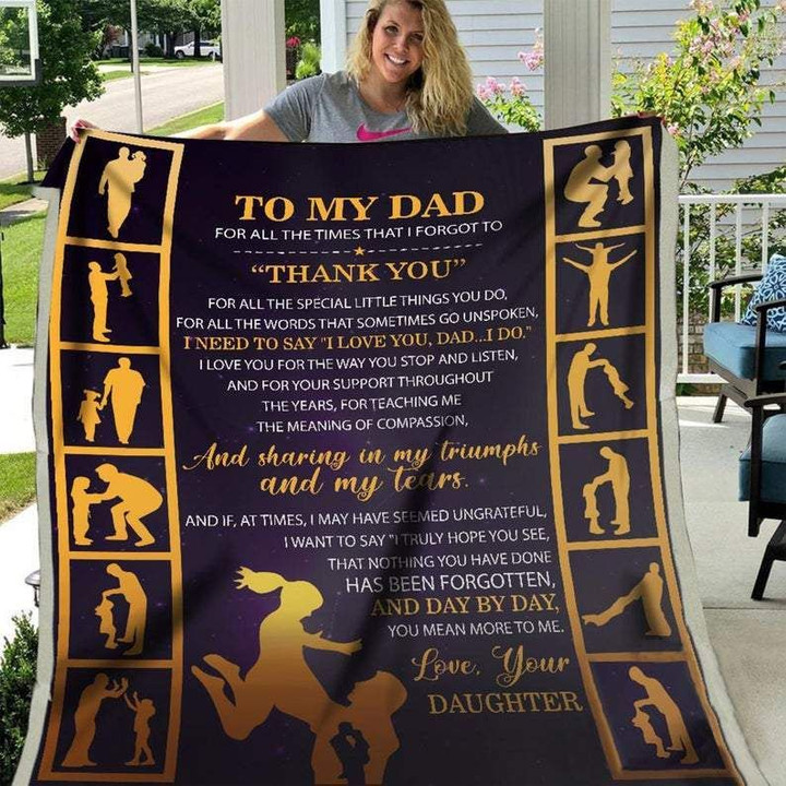Thank You For All The Special Daughter Gift For Dad Blanket Sherpa Fleece Blanket