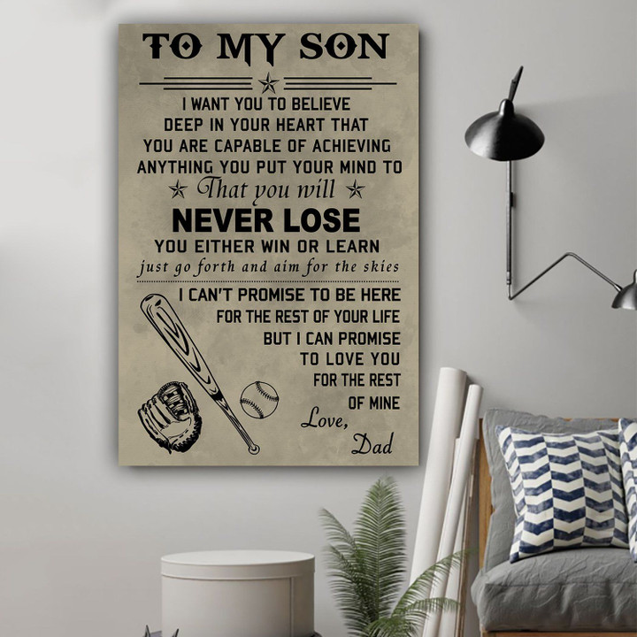 Baseball I Want You To Believe Deep In Your Heart Message Son Gift To Dad Matte Canvas
