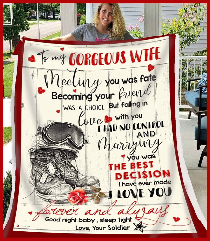 Army Giving Gorgeous Wife I Love You Forever And Always Sherpa Fleece Blanket