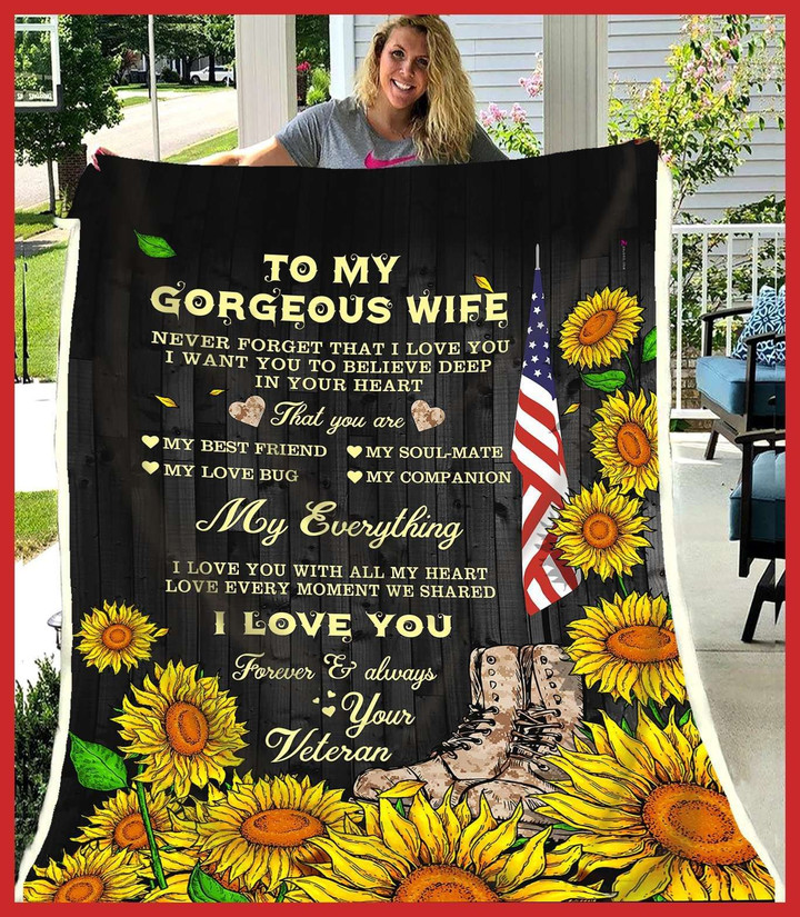 America Flag Sunflower Gift For Wife Love You Forever And Always Sherpa Fleece Blanket