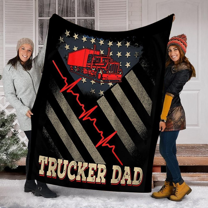 Trucker Dad Gift For Dad Father's Day Gift Blanket Sherpa Fleece Blanket
