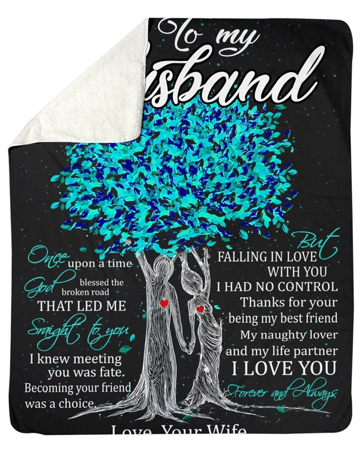 Blue Tree Lovely Message From Wife Gifts For Husbands Sherpa Fleece Blanket