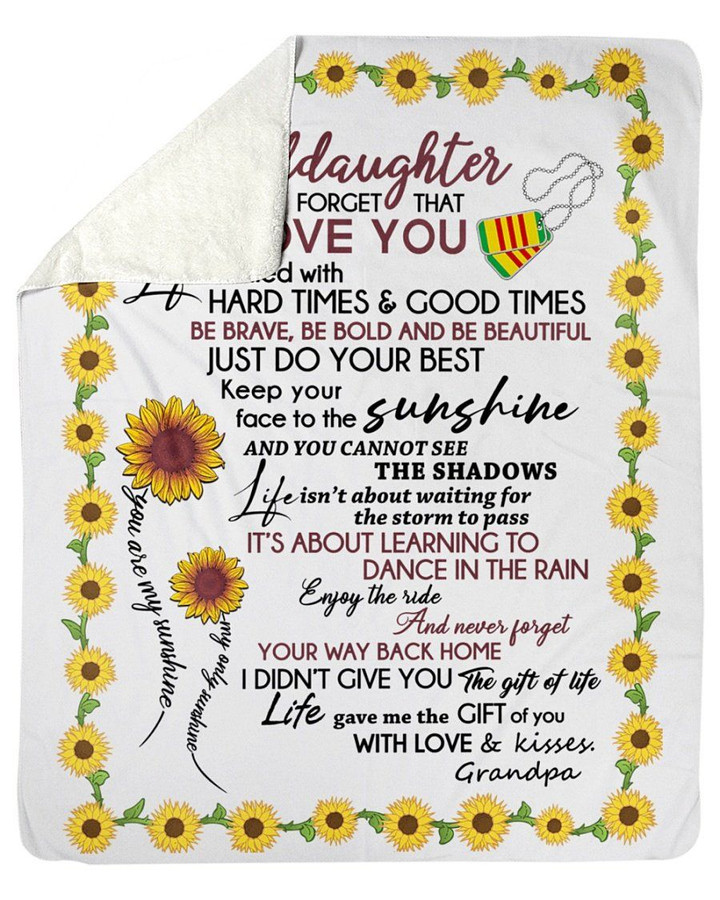 You Are My Sunshine Great Gift From Grandpa To Granddaughter Sherpa Fleece Blanket