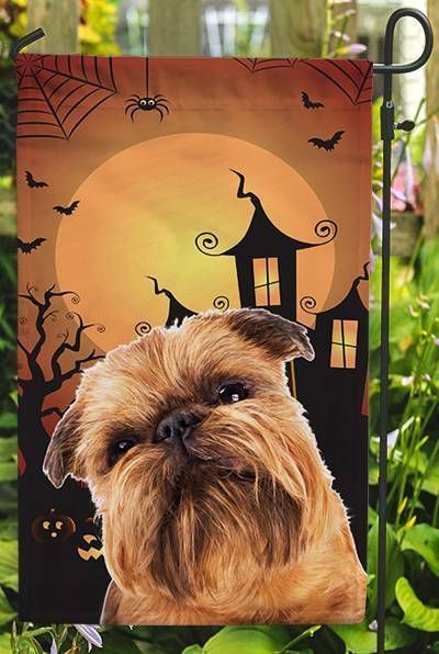 Brussels Griffon Halloween Castle Background Gift For Dog Lover Home Garden Garden Flag House Flag